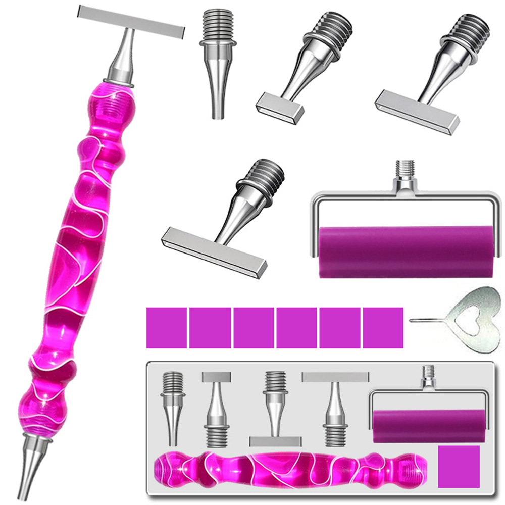 Kit de bolígrafo de punto con cuentas para pintura de diamante, ergonómico, con hilo delgado, acero inoxidable, cabezales de bolígrafo de Metal, accesorios de herramientas: Beige