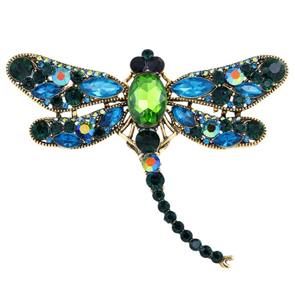 6 kleuren Kristal Vintage Dragonfly Broches voor Vrouwen Grote Insect Broche Pin Mode Jurk Jas Accessoires Leuke Sieraden