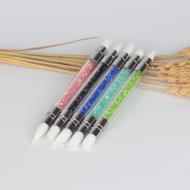 Pincel para pintar Nail Art, 1 unidad, 2 formas, silicona, grabado de huecos herramientas de manicura de decoración de uñas # G-B061