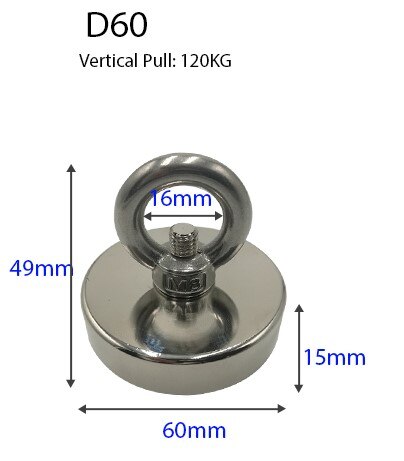 D48 D60 D75 Vissen Magneten Zoeken Magneet Vissen Imanes Haak Magneet Sterke Magneet vissen Pot Diepzee Salvage Iman Aimant: D60(110KG MAX)