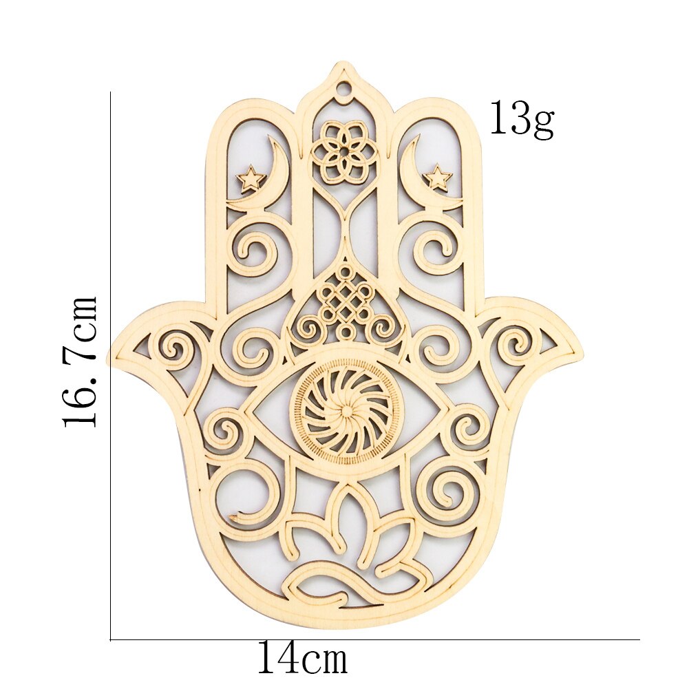 Træ geometrisk mønster vægophæng kunsthåndværk fatima hånd onde øje log ornamenter meditation yoga healing hjem vægdekoration: Default Title