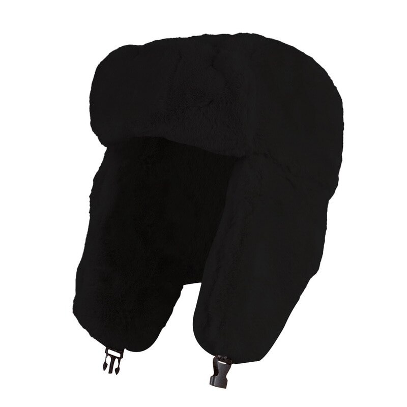 Outdoor winter muts sjaal set dames heren warme zachte mutsen oor mutsen met sjaal russische oesjanka mutsen sneeuwmutsen: Hoed zwart