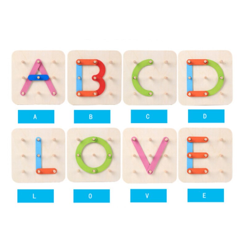 Geometrische Vorm Kolom Set Houten Digitale Brief Dier Puzzel Speelgoed Baby Vroege Onderwijs Kleur Sorteren En Stapelen Spelen Puzzel