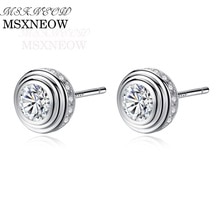 MSXNEOW Zirkoon Echt 925 Sterling Zilveren Oorbellen voor Vrouwen Romantische Ronde & Mooie Stijl Fijne Sieraden SE0068