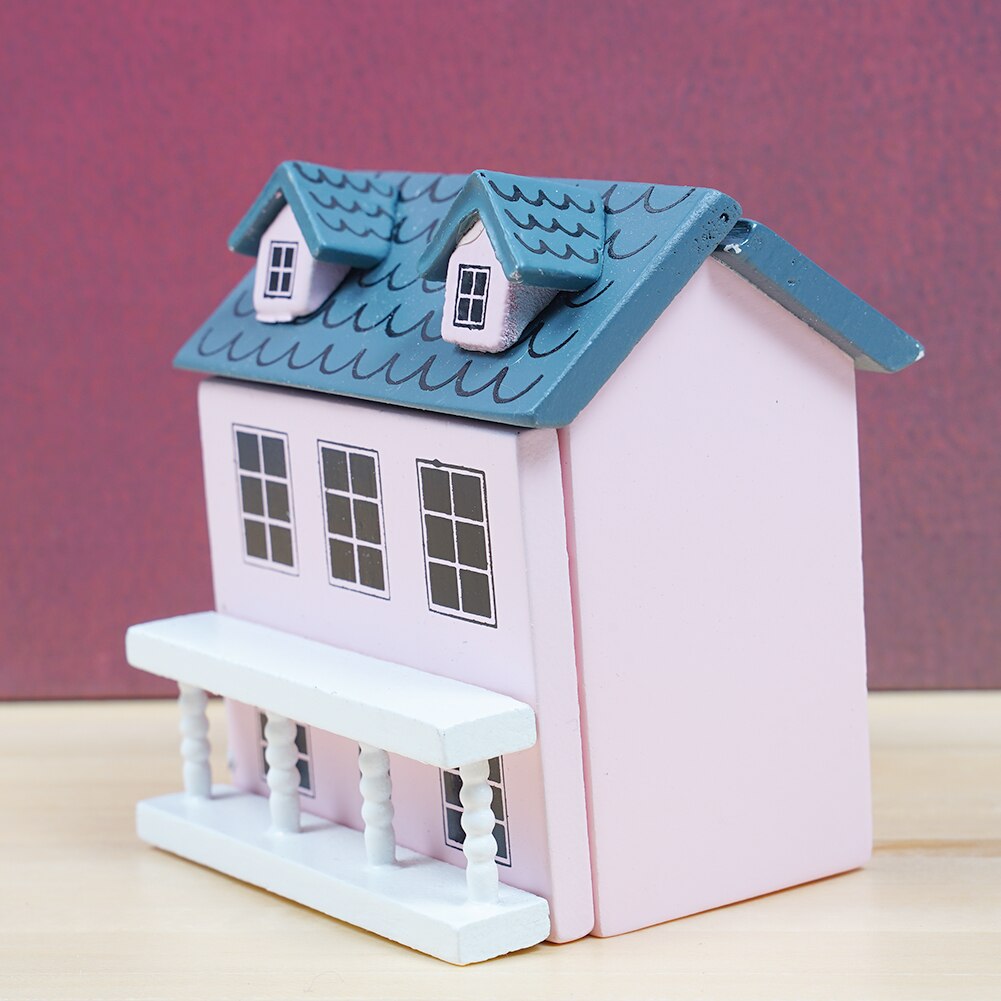 Dongzhur Kleine Huis Model Mini 1:12 Poppenhuis Accessoires Voor Pop Play Poppenhuis Groen Licht Roze Top Mooie Villa