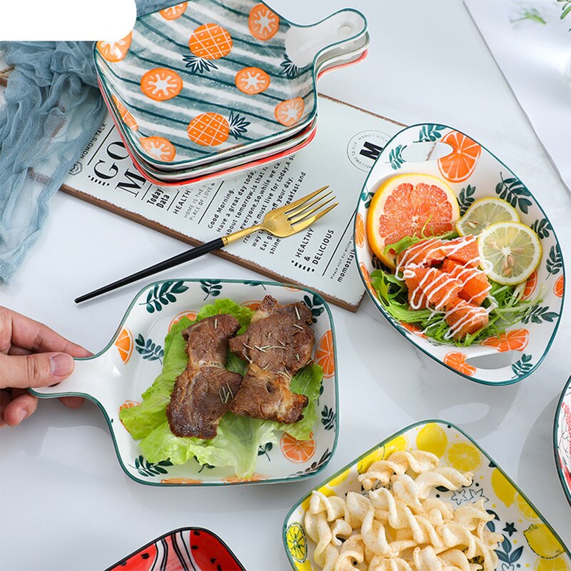 Vajilla de cerámica de estilo japonés para hornear, plato de horno para el hogar, , para fruta, queso, arroz al horno, Pan