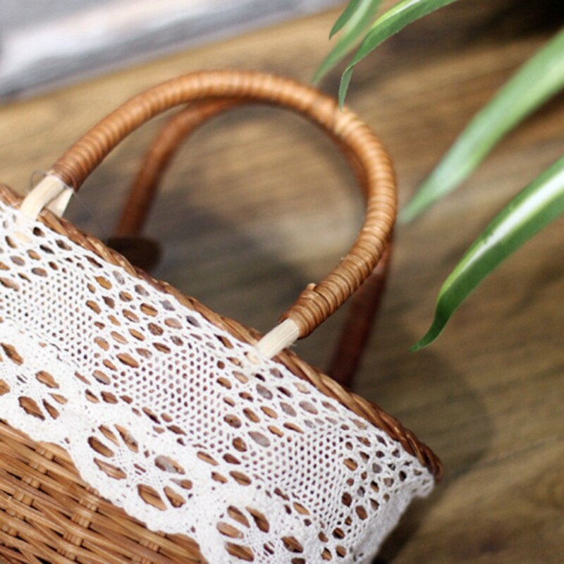 Cesta pequeña de flores tejida a mano, cesta pequeña de flores de ratán, cesta de flores de simulación