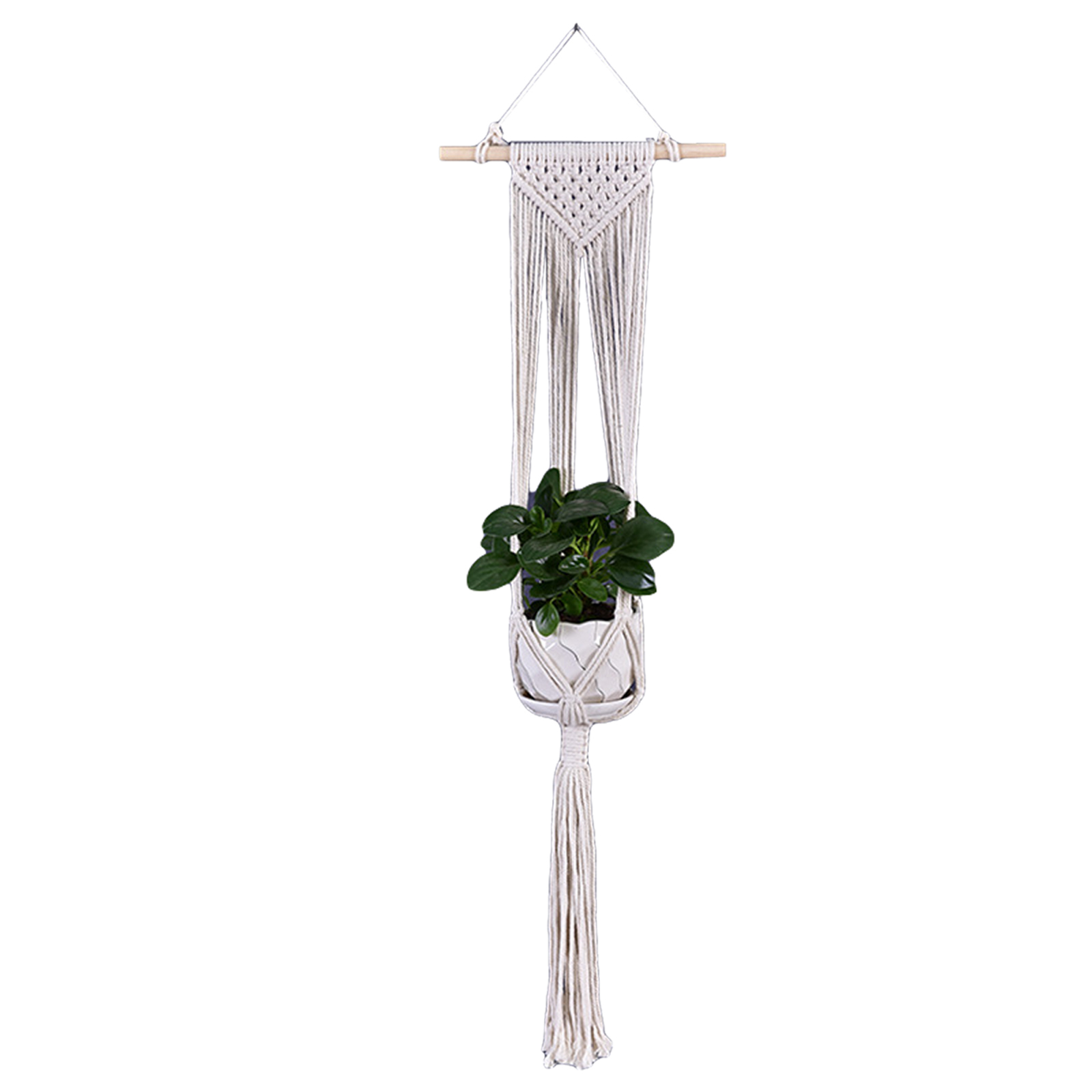 Hand-woven Macrame Cotton Rope Flower Pot Hanging Basket Net Bag Knotted Rope Flowerpot Plant Holder Home Garden Decor: K