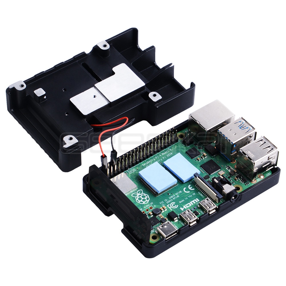 GeeekPi, novedad, carcasa de aleación CNC de aluminio negro, carcasa para Raspberry Pi 4 3510 2510, ventilador de refrigeración dual para Raspberry Pi 4