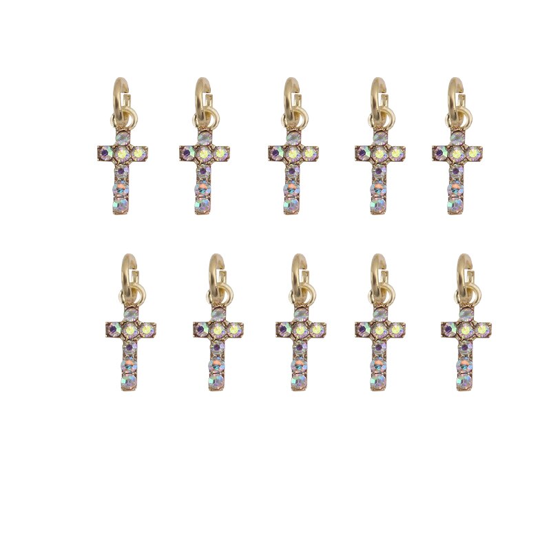 10Pcs Luxurious Hollow Dangle Nail art Charms Golden Star/Heart/Moon /Christian Cross Nail Piercing Jewelry Nail Hoop Pendants#5: 845