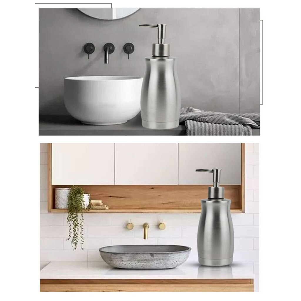 13.5Oz 400ML Stainless Steel Soap Dispenser Rust and Leak Proof Kitchen Bathroom Shower Gel Soap Dispenser Emulion Bottle