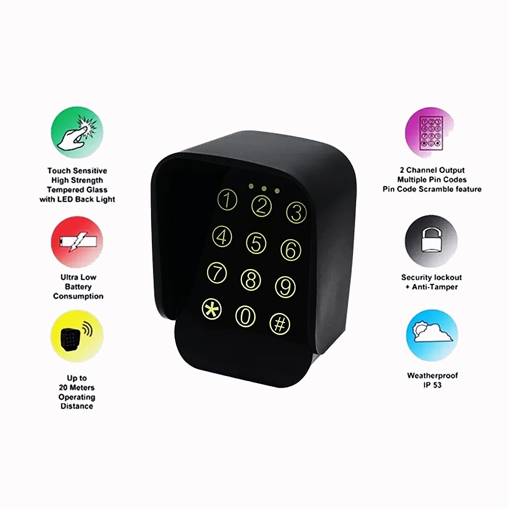 Touch Panel Wireless Keypad Two Channels Waterproof Keyboard For Swing Gate Opener / 500KG PKM Sliding Gate Opener