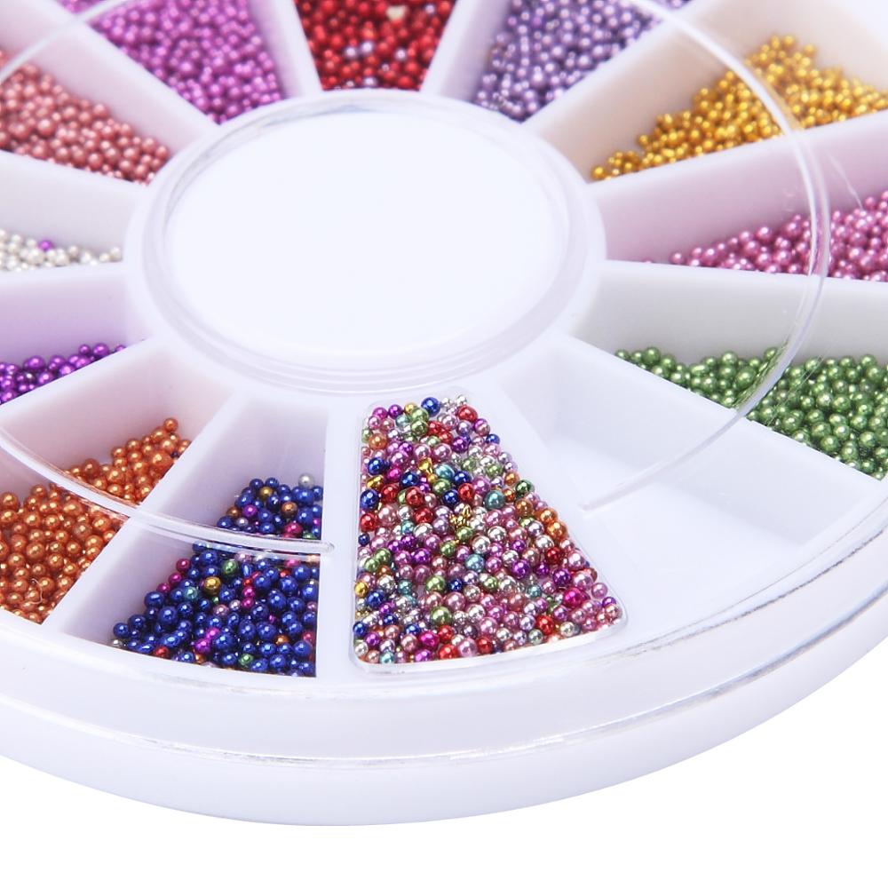 Monja-cuentas de cristal de Caviar para manicura, accesorios de decoración de uñas en 3D, 12 colores caramelo, 0,8mm