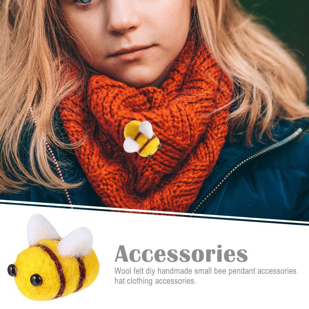 5Pcs DIY Craft Wool Felt Bee Decoration Miniature Wool Felt Bee for DIY