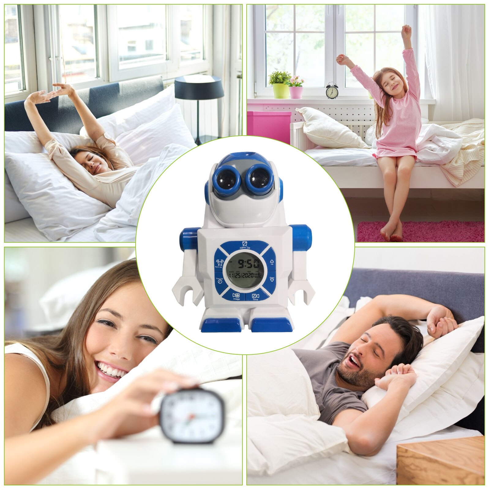 Creatieve Ruimte Robot Projectie Wekker Kinderen Nachtkastje Wekker Vroege Up Timer Baby Time Management Speelgoed