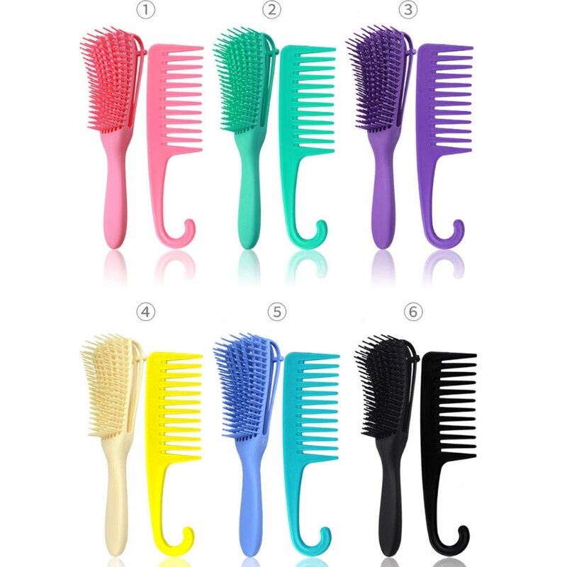 2 Pack Detangling Brush Set Wide Tooth Comb for Curly Hair Textured 3a to 4c R3MF