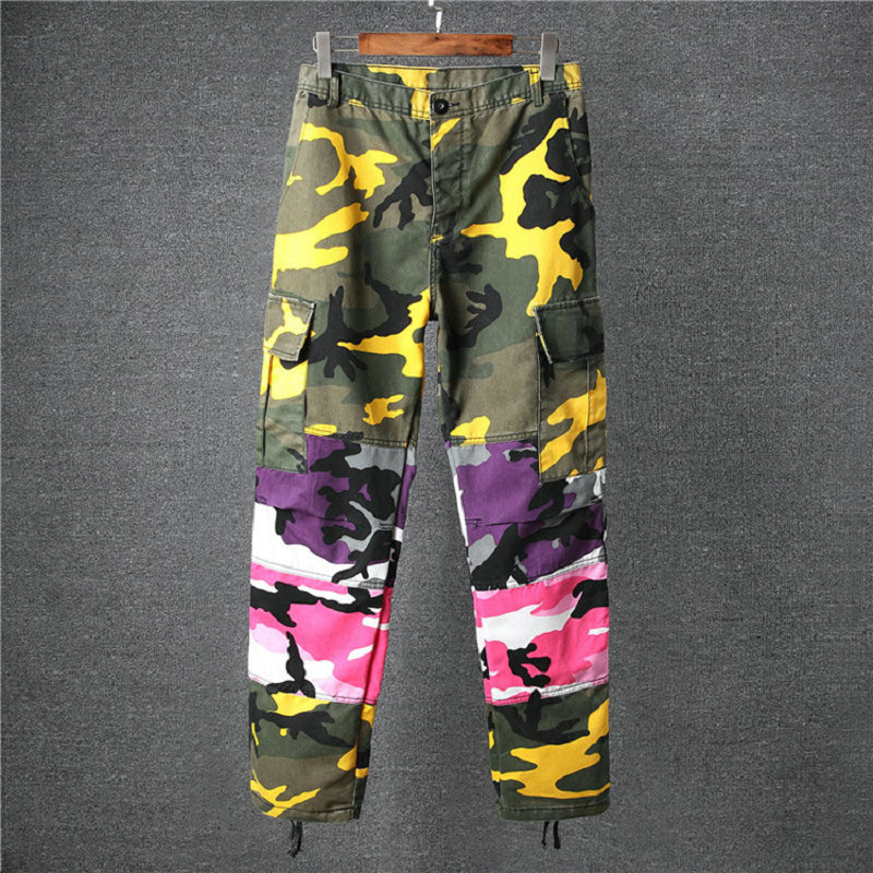 Camo patchwork cargo bukser herre hip hop casual camouflage bukser streetwear jogger joggingbukser nxp 12