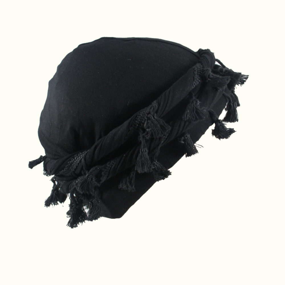 Babalet Halo Turban for Men Women Satin Lined Durag Head Wraps Skull Cap Pre-Tied Tassels Braid Beanie Vintage Twist Bonnet