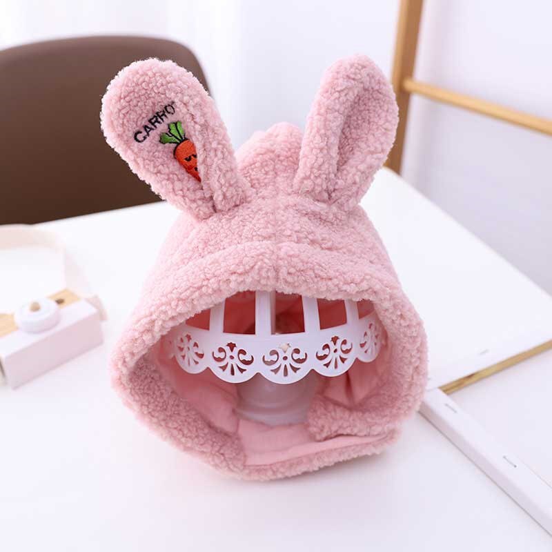 Kindermuts met konijnenoren, kindermutsen, muts en sjaal, meisjesset met katoenen oorbeschermers, kartonnen muts, winterwarm, 1-5t roze: Roze hoed