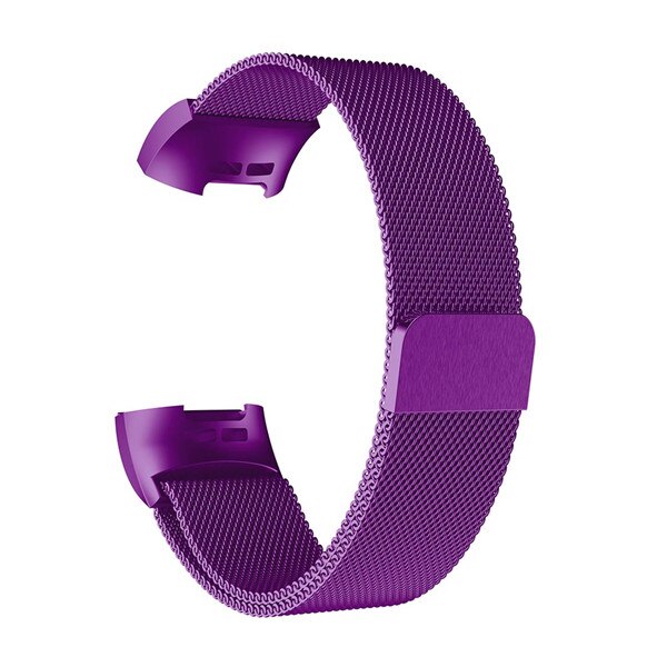 Correa de Metal para Fitbit Charge 3, repuesto de pulsera magnética de acero inoxidable sin tornillos: Purple / L