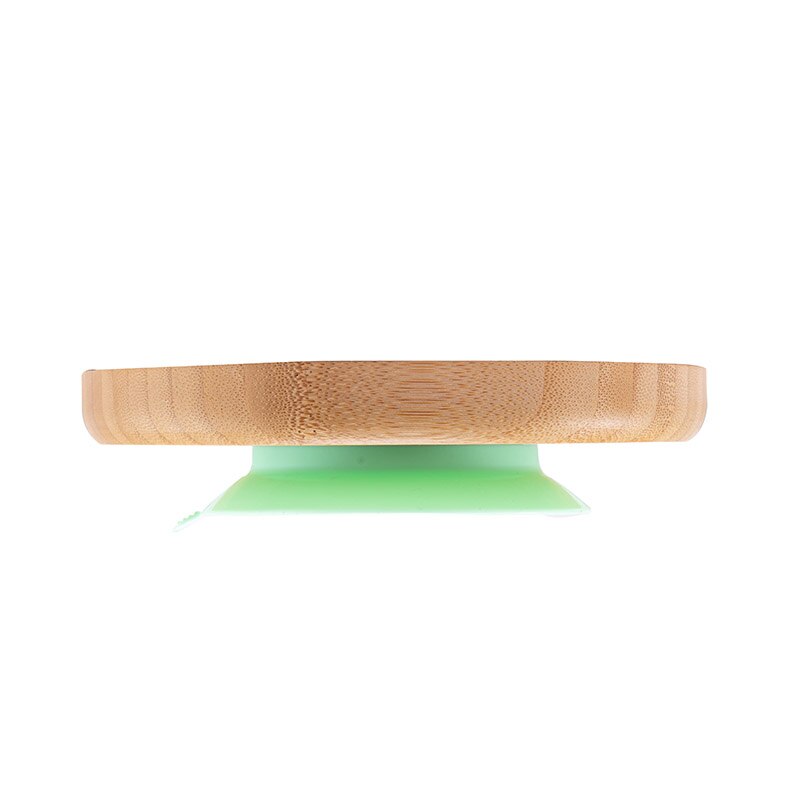 1Pc Zuig Kom Bamboe Siliconen Zuignap Baby Plaat Voeden Bamboe Kinderen Servies Gerechten Bpa Gratis Siliconen Voerbak: green