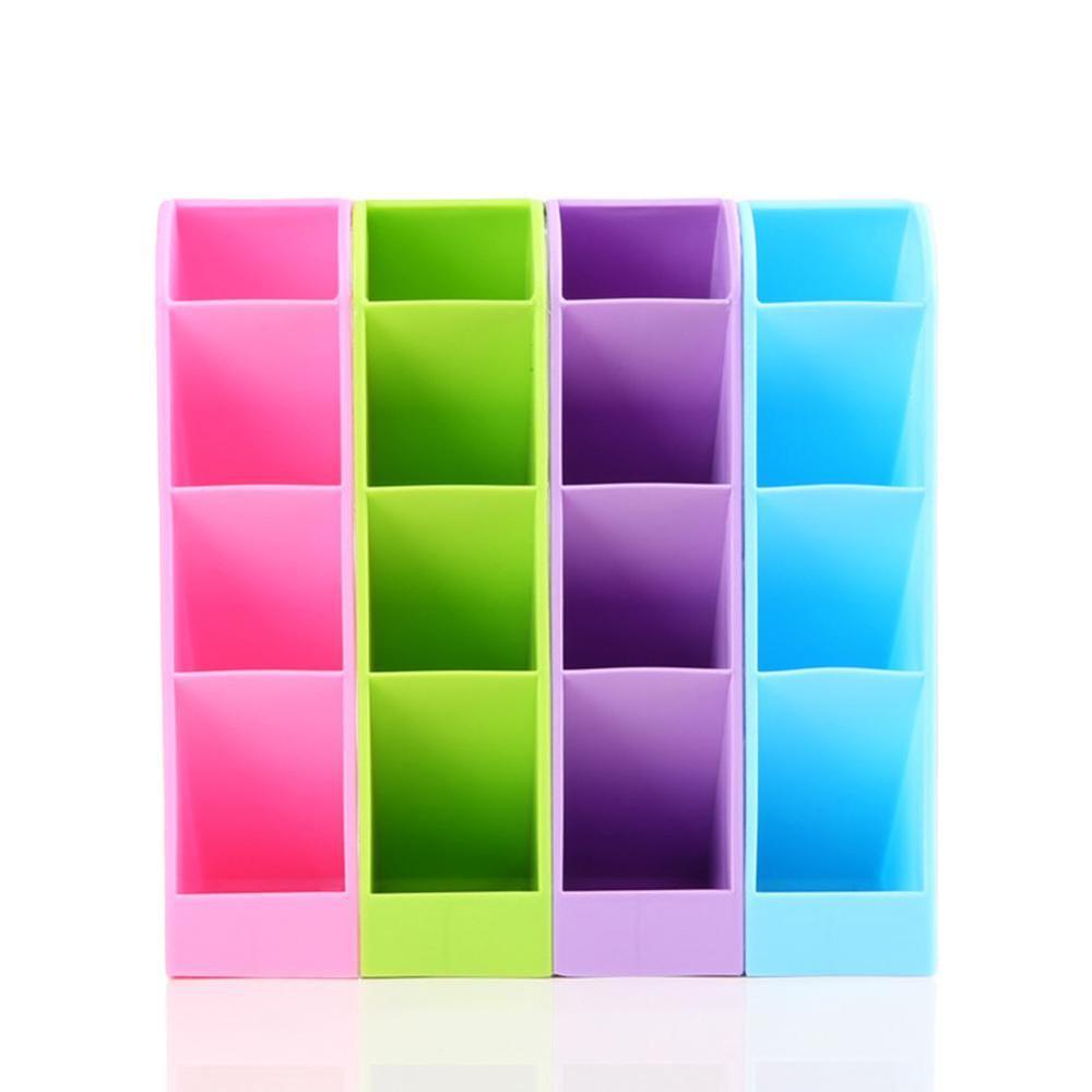 Plastic Office Desktop Storage Box Stationery Organizer Pen Container Holder Makeup Pencil Remote Control Case H4A7