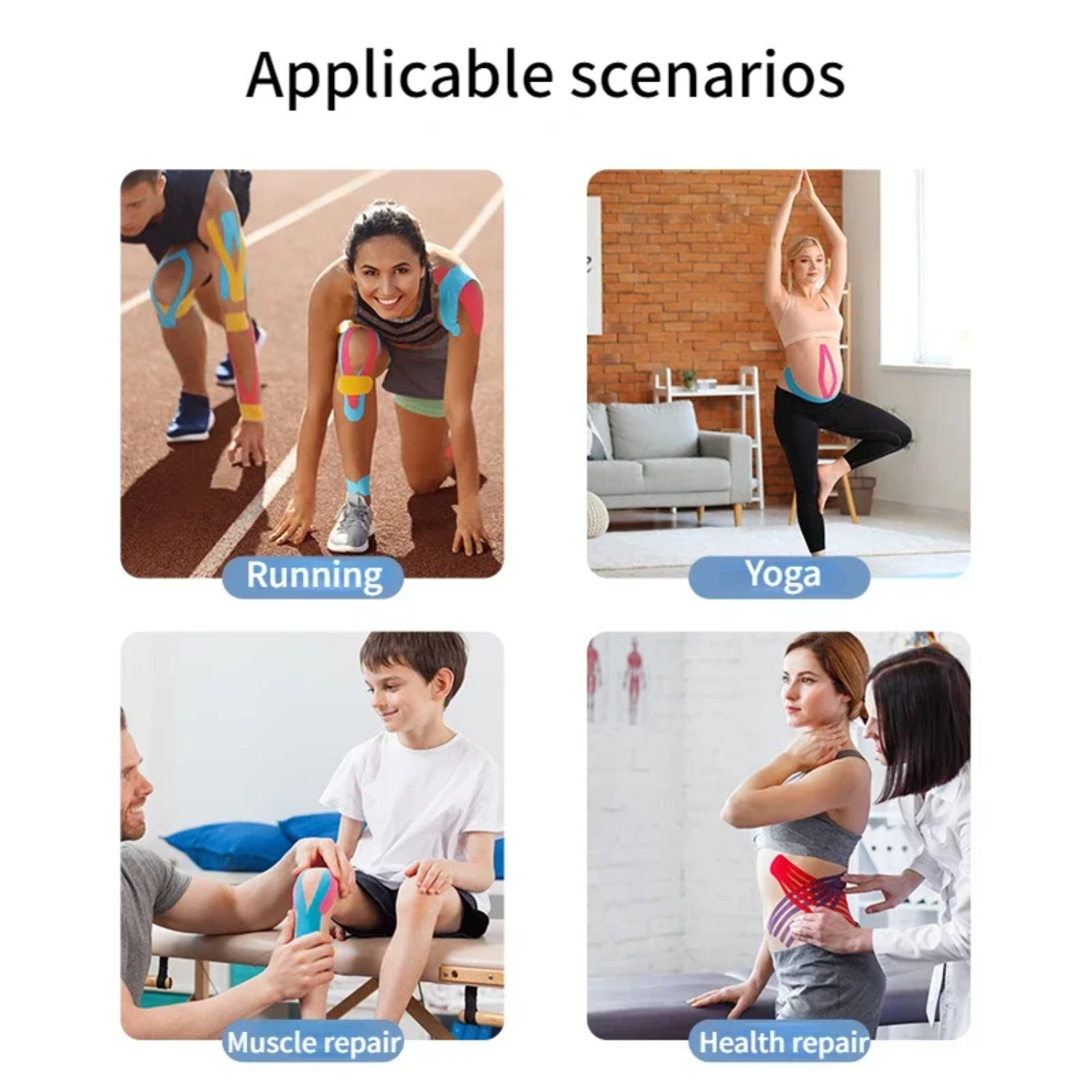 Cinta de kinesiología precortada de 5cm x 5m, cinta elástica de recuperación atlética, rodilleras para aliviar el dolor muscular, Protector deportivo para Fitness