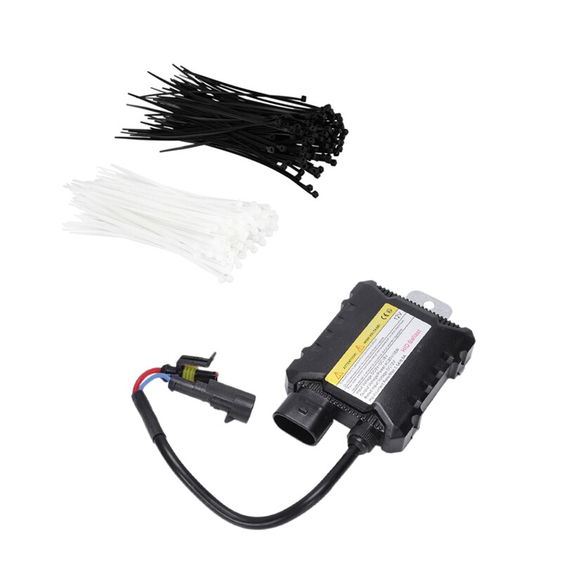 1 paire voiture HID xénon Mini Ballast 35W 10A 12V pour H1 H3 H7 H8 H9 H10 H11 & 200 pièces 6 pouces Nylon serre-câbles en noir et blanc