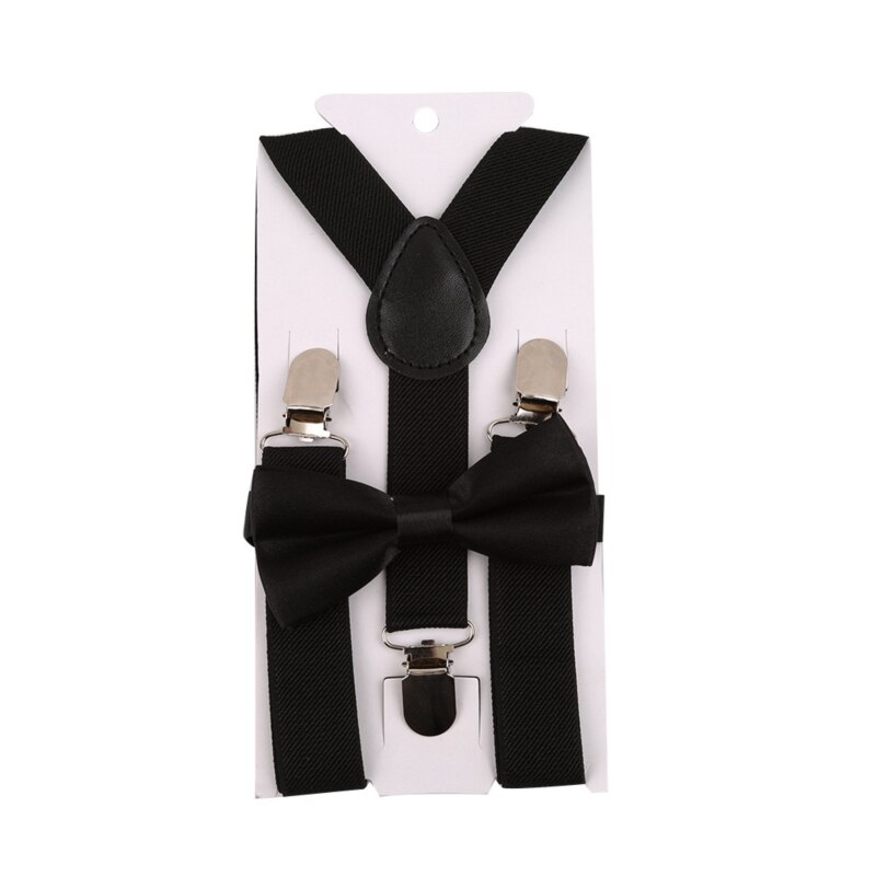 Conjunto de tirantes con pajarita para niños, Tirantes ajustables, accesorios de corbatas de boda para bebés: Black