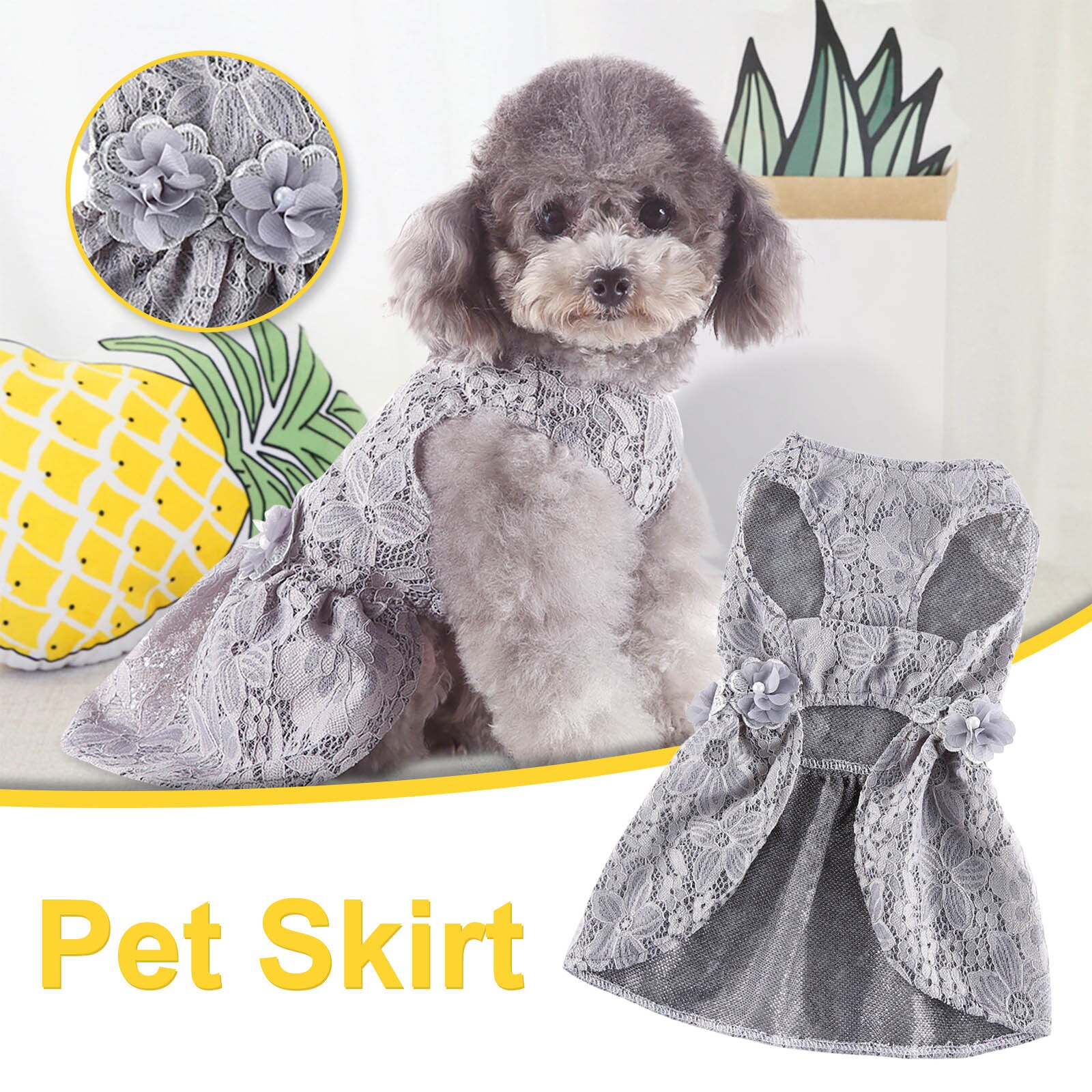 Dog Costumes Lace Dog Clothes Pet grooming clothes Spring And Summer Fine Print Dress Pet Costumes Pet Dog Clothes: L