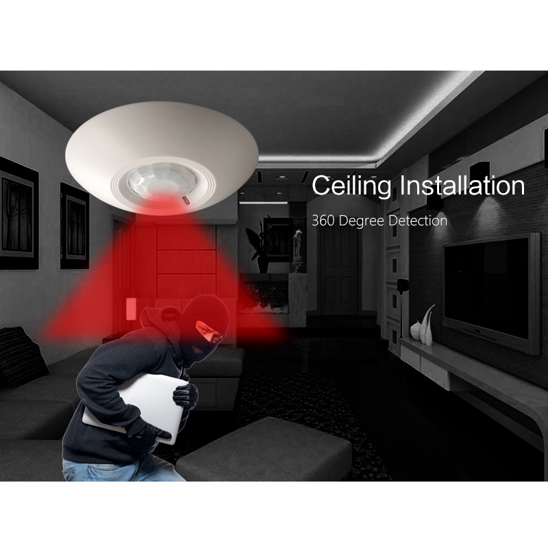 12V Wired PIR Motion Detector Alarm Infrared Sensor 360 Degree Detection Ceilling Mounted Installation Relay NO.NC Optional