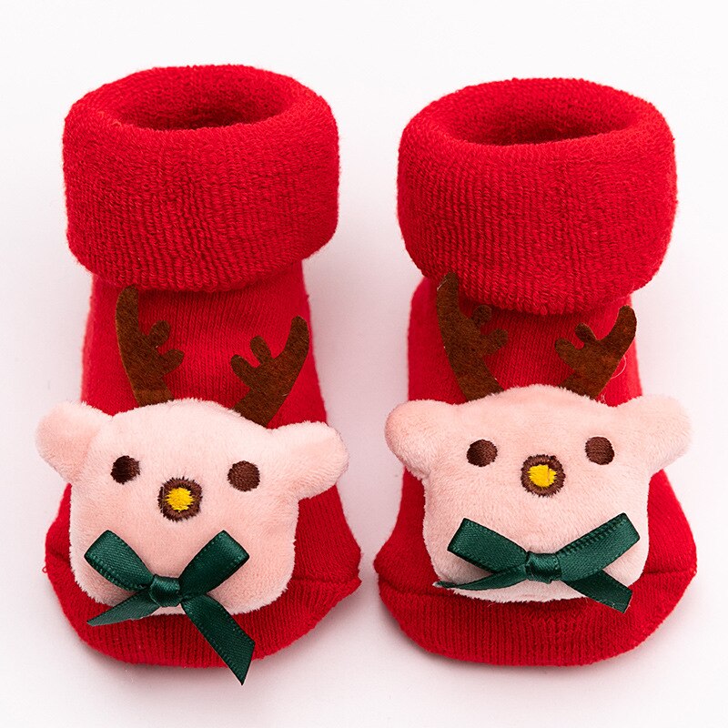 Kids Children's Socks for Girls Boys Thicken Print Cotton Toddlers Baby Christmas Socks for borns Infant Short Socks Clothin: Christmas deer