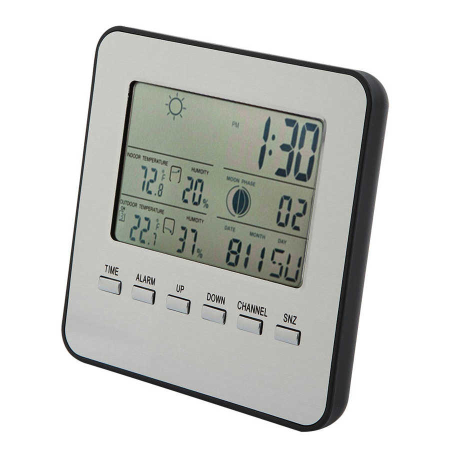 Draadloze Digitale Wekker Thermometer Weerstation Forecast In/Outdoor