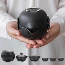 Tangpin keramisk tekanna gaiwan tekoppar en teservis bärbar resa teservis med resväska