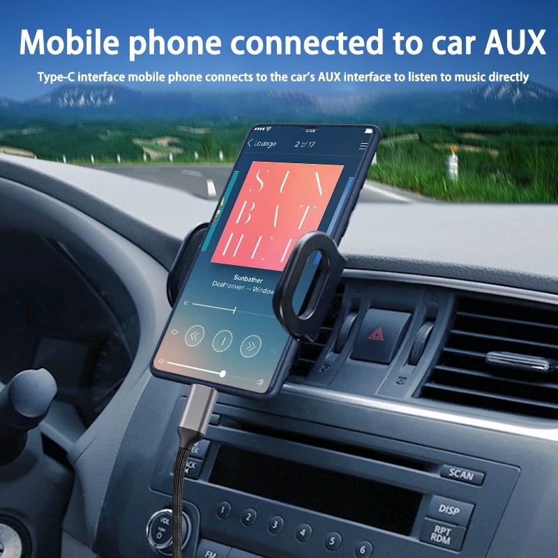 2 m USB Type C naar 3,5 mm jack AUX-kabel DAC USB-C naar 3,5 mm audio-adapter voor telefoonhoofdtelefoon Auto HIFI Stereogeluid Audioconnector