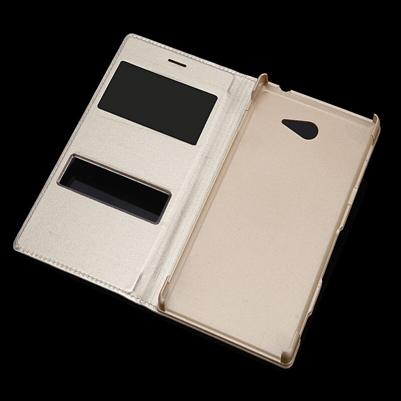 For Sony Xperia M2 S50H / Dual D2302 Slim Touch Screen View Window Luxury Leather PU Flip Cover Case Shockproof Holster