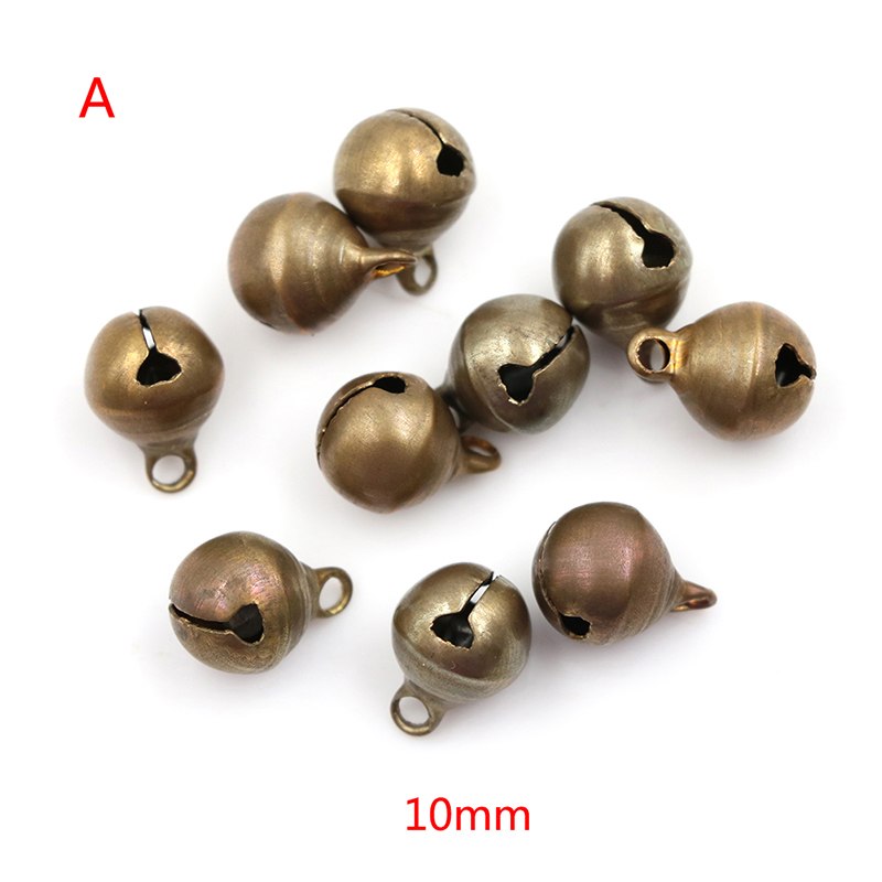 10 st / parti 10/12/14cm brons metall jingle klockor lös festival fest dekoration julgran dekorationer diy hantverk tillbehör: 10mm