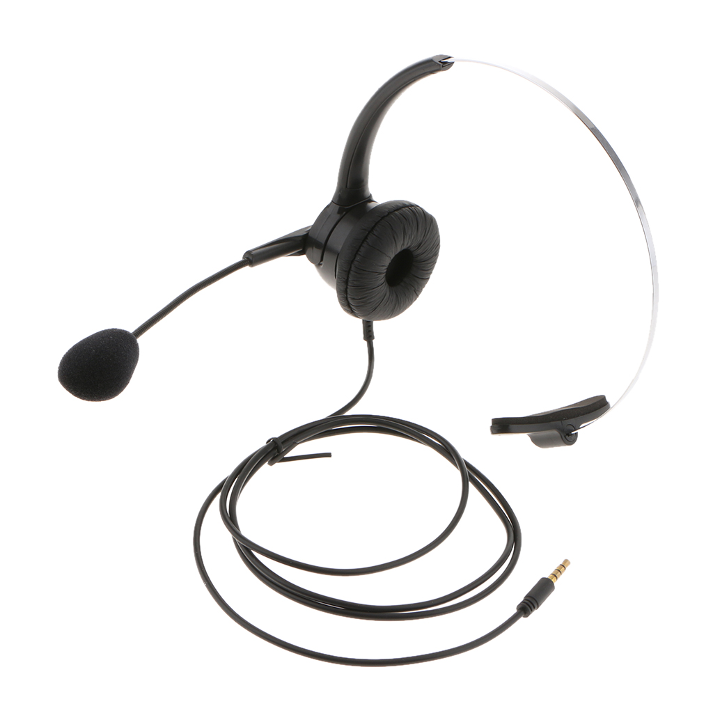 Monaural Headset with Mic, 3.5mm Plug, Compatible for Mobile Phone &amp; Laptop