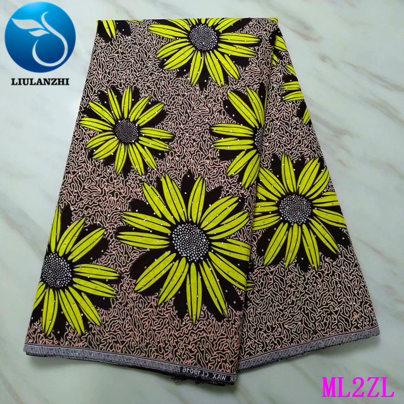 LIULANZHI tejido Ankara encerado poliéster estampado africano tela 6 yardas/pieza nueva cera de poliéster con piedras ML2ZL36: ML2ZL62