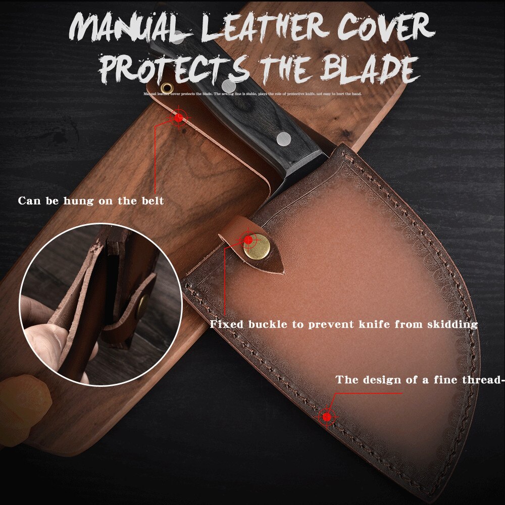 Damask Full Tang Chef Knife Handmade Forged High Carbon Clad Steel Kitchen Chinese Cleaver Filleting Slicing Butcher Cooking Set