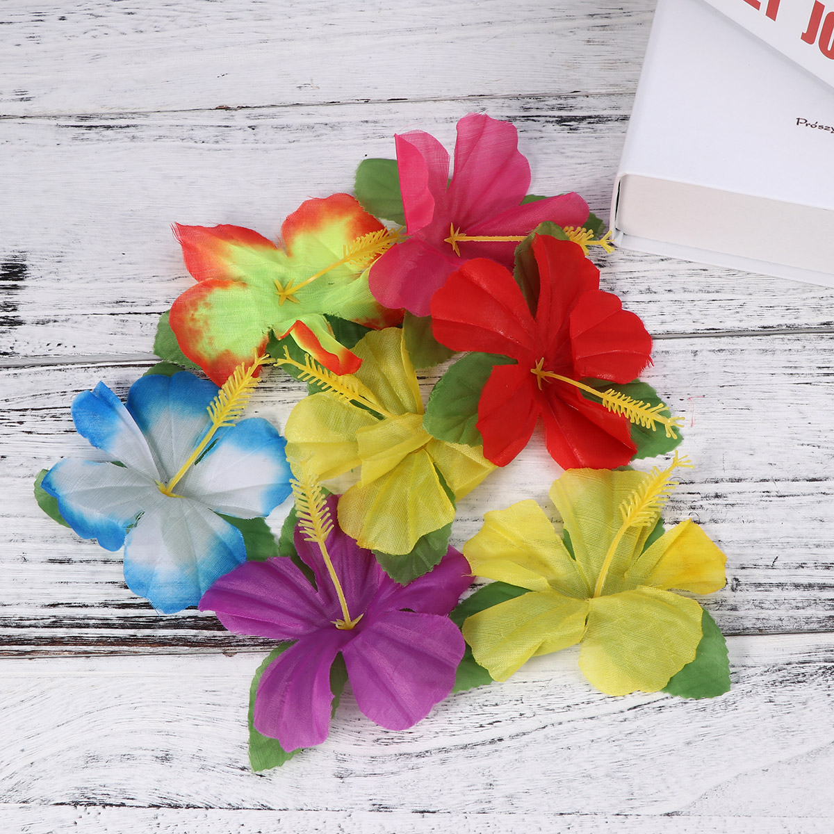 24 st hawaii blommor hibiskus mutabilis färgglad levande konstgjord blomma faux blomma för fest bord dekor bankett bröllop