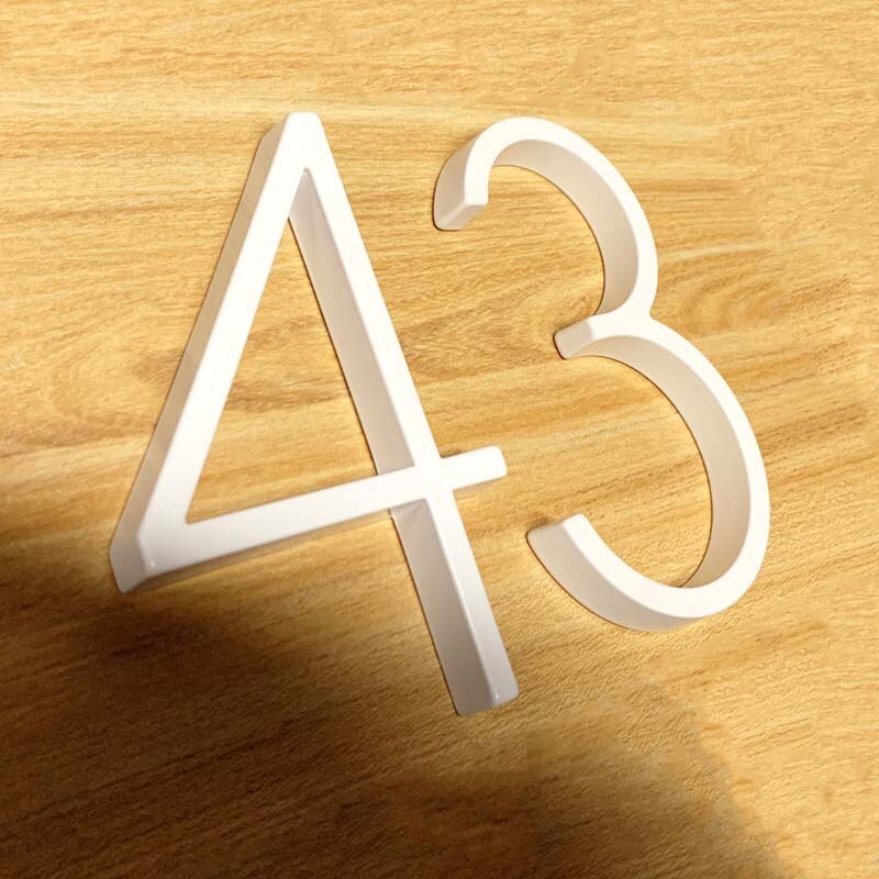 125mm White Floating House Numbers Doorplate Letters Metal Address Sign Plate Outdoor Street Door Plaque Number For Home Mailbox