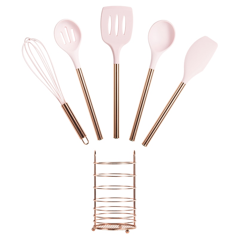 Silicone Cooking Utensils Set Non-stick Spatula Shovel Stainless Steel Handle Cookware Tools Set With Storage Box Kitchen Tools