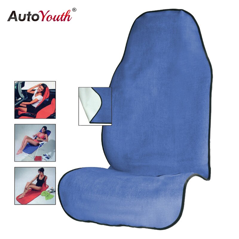Autoyouth handdoek zitkussen strandmat voorstoelhoes universele pasvorm stoelbeschermer huisdiermat sportwagen-styling 1pc: Blauw