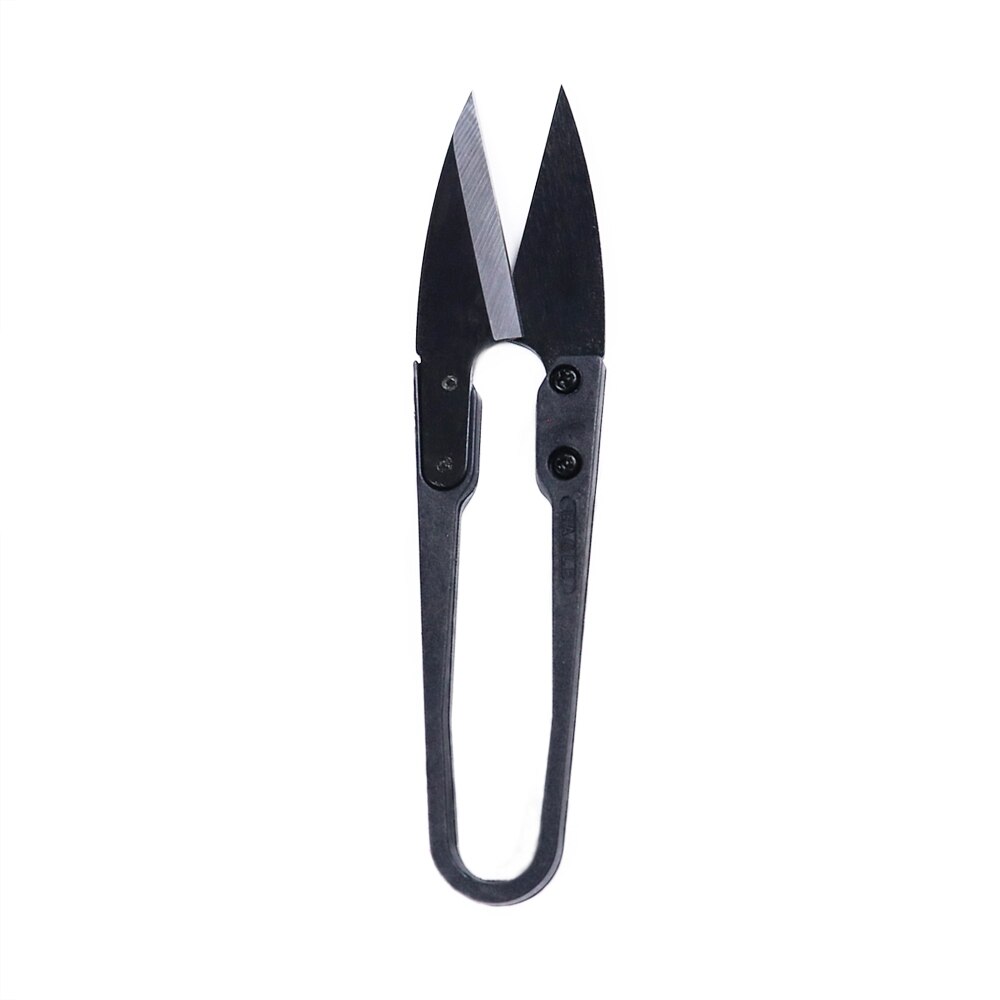 U-shaped spring scissors clothing thread gauze scissors 10.5CM long and durable handheld tailor scissors plastic handle: Black