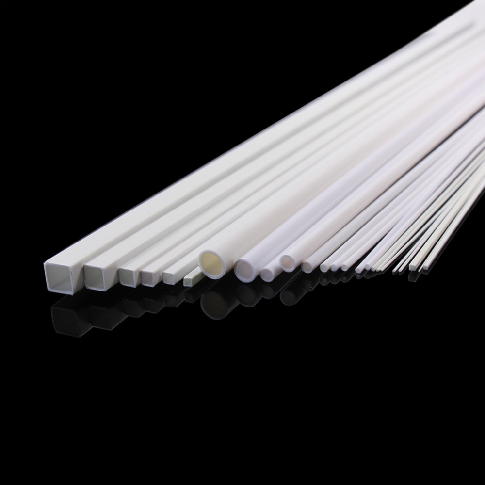 ABS00 48pcs Styrene Round ABS Rod, Square ABS Rod,Round Pipe Tube Hollow,Square Tube Pipe Sections Architectural