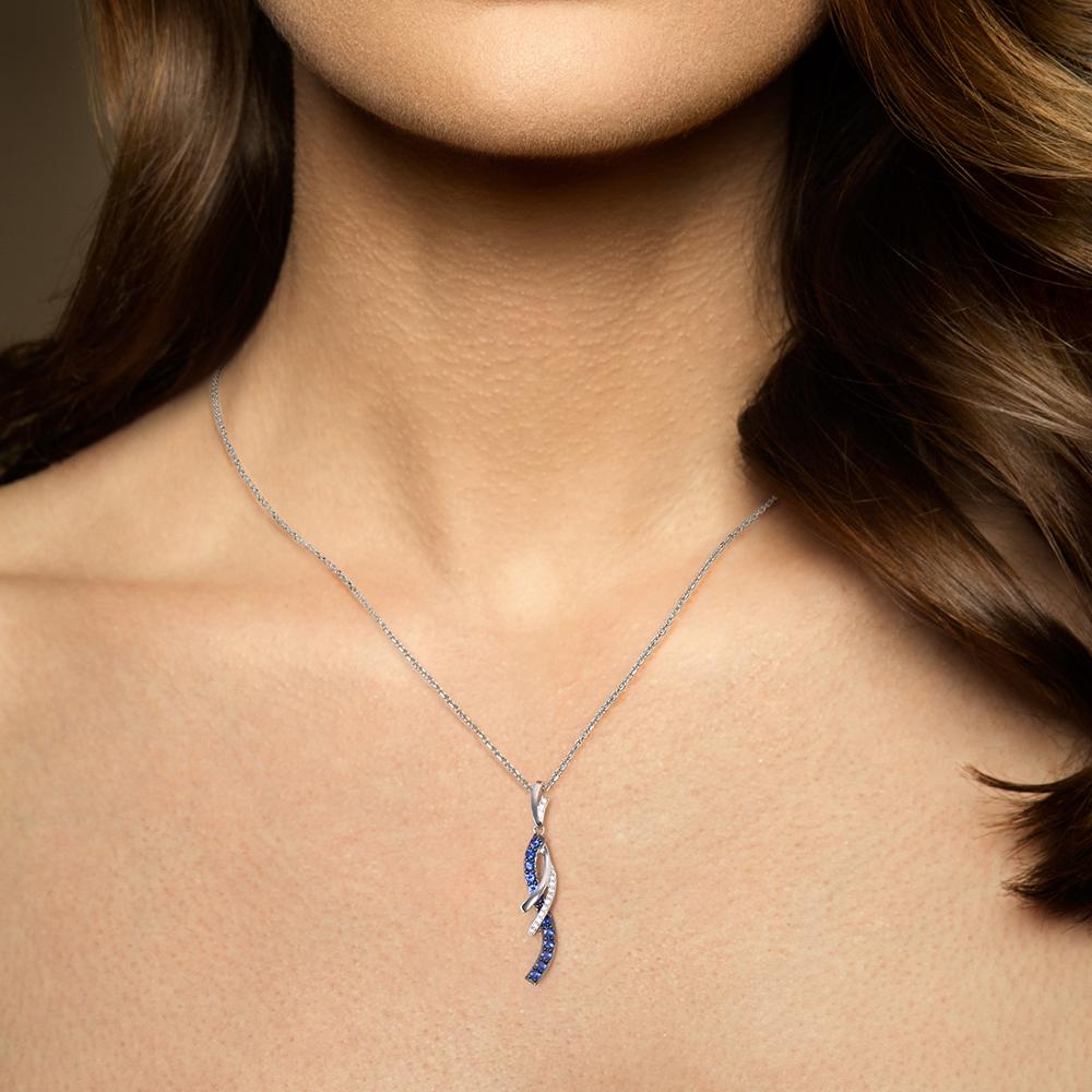 SANTUZZA – pendentifs longs en argent Sterling 100% pour femmes, bijoux élégants, à la , bleu brillant, blanc, zircone cubique, tendance, 925