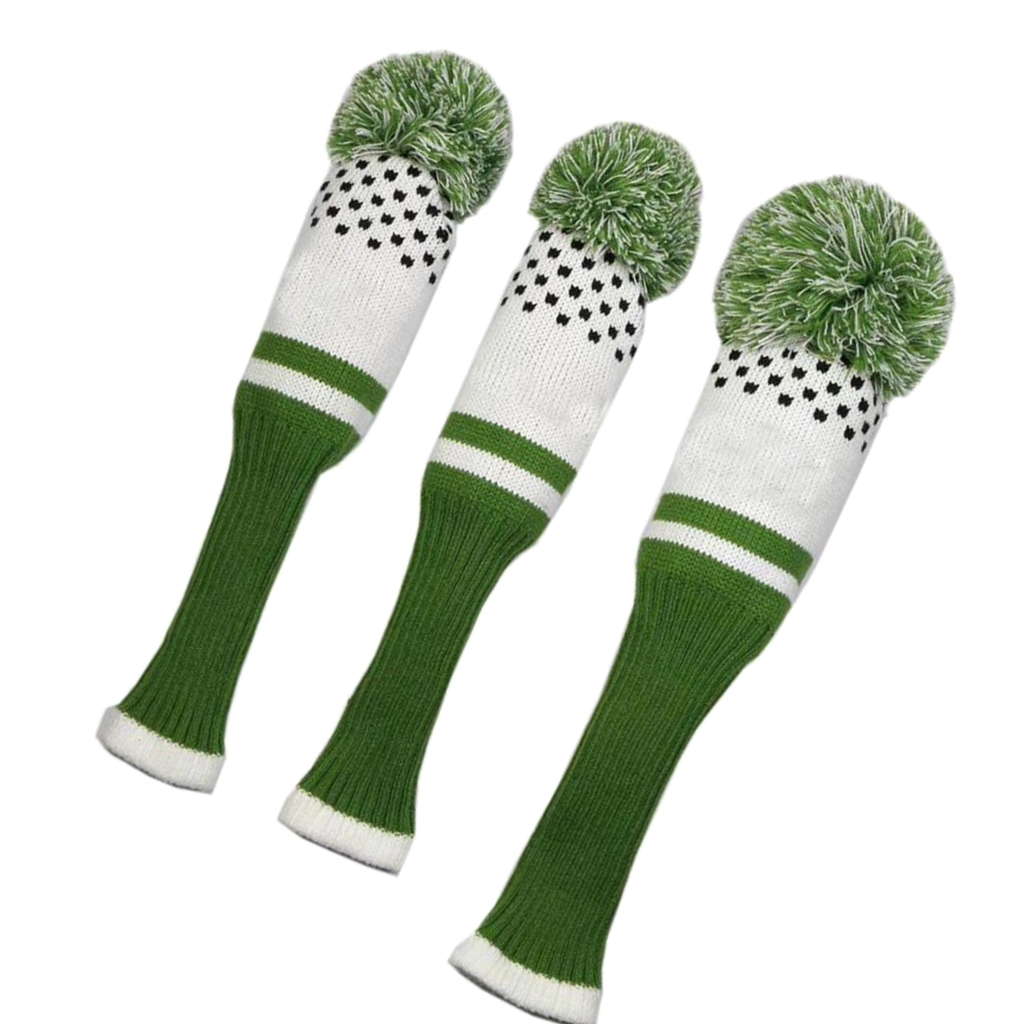 3 stücke Golf Club Sets Stricken Clubs Headcovers Holz Fahrer Kappe Pom Poms Golf Club Headcover Golf Club Schutzhülle kopf Schutz