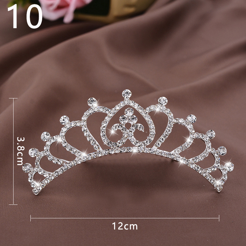 Prinzessin Krone für Mädchen Zeigen Braut Krone Tiara Diadem Silber Farbe Kristall Blumen Hochzeit Braut Haar Zubehör Kopf Schmuck: 10