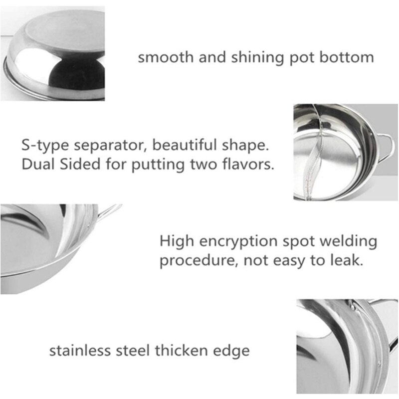 Olla de acero inoxidable para cocina, olla de inducción para el hogar, Compatible con ollas de Gas, utensilios de cocina para el hogar, olla doble dividida